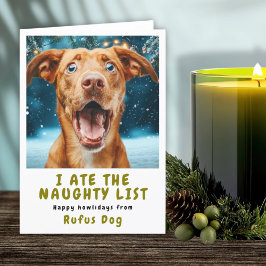 Jag är på Naughty List-Hund julfoto Helgkort