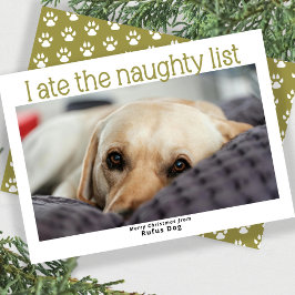Jag är på Naughty List-Hund julfoto Julkort