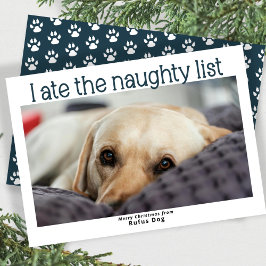 Jag är på Naughty List-Hund julfoto Julkort