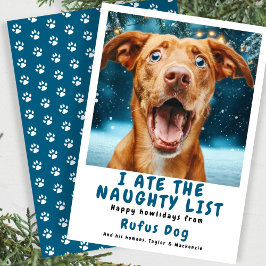 Jag är på Naughty List-Hund julfoto Julkort