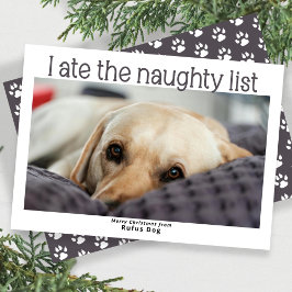 Jag är på Naughty List-Hund julfoto Julkort