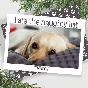Jag är på Naughty List-Hund julfoto Julkort