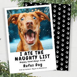 Jag är på Naughty List-Hund julfoto Julkort
