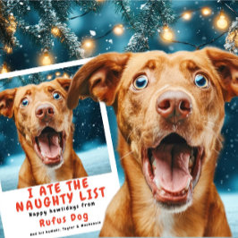 Jag är på Naughty List-Hund julfoto Julkort