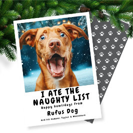 Jag är på Naughty List-Hund julfoto Julkort