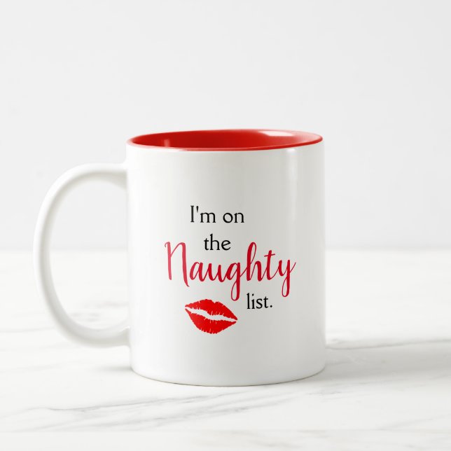 Jag är på Naughty List Två-Tonad Mugg (Vänster)