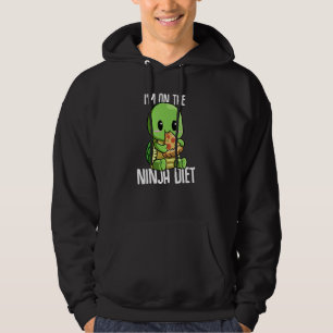 Jag är på Ninja Diet Turtle Eating Pizza Geek Hoodie