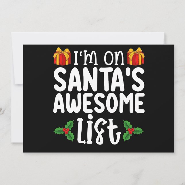 Jag är på Santa's Fantastisk List Nice Naughty-jul Inbjudningar (Framsida)