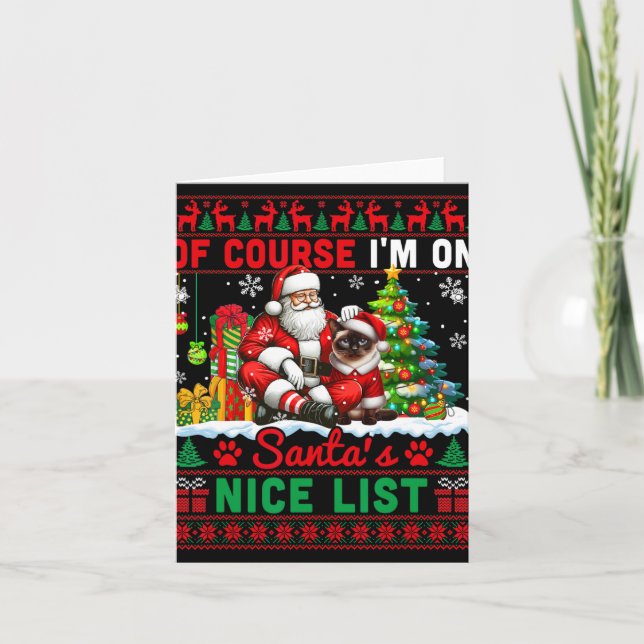 Jag är på Santa's Julafton Nice List Sweater Santa Kort (Framsida)