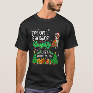 Jag är på Santa's Naughty Cute English Bulldog Hun T Shirt