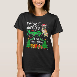Jag är på Santa's Naughty Cute Fransk Bulldog Hund T Shirt