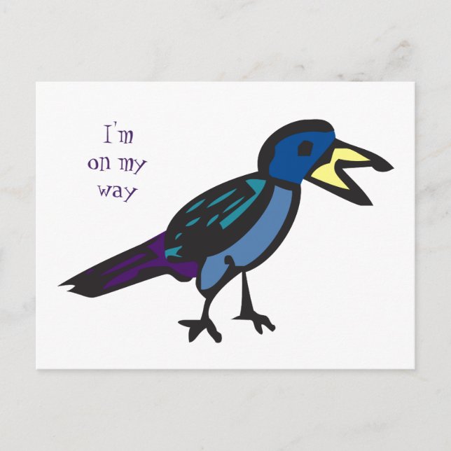 Jag är på väg lilla fågel vykort (Framsida)