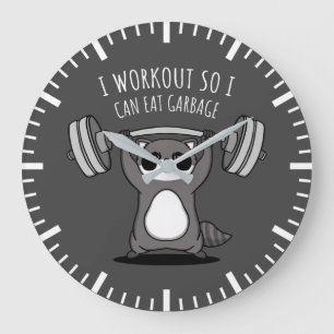 Jag är på väg till Eat Sopor - Funny Gym Raccoo Stor Klocka