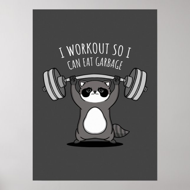 Jag är på väg till Eat Sopor - Funny Gym Raccoon Poster (Framsidan)