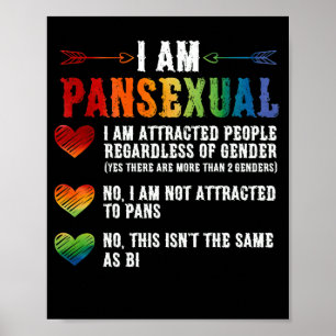 Jag är Pansexual HGBTQIA Pride Rainbow Hearts Poster