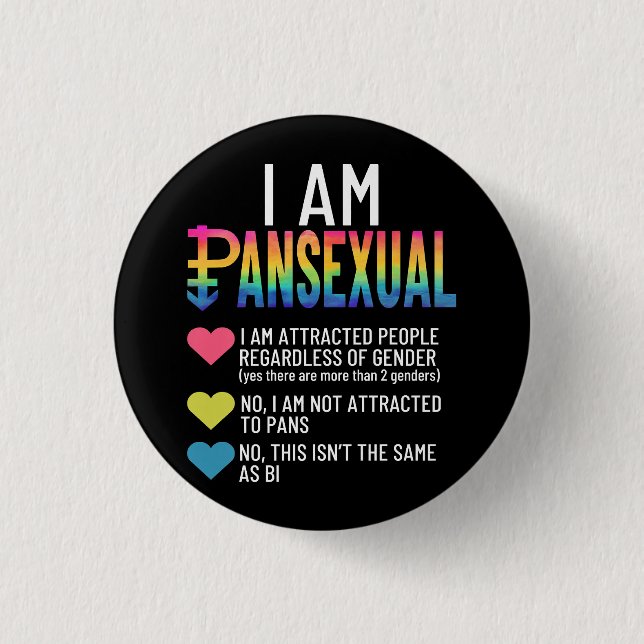 Jag är Pansexual - HGBTQIA-Pridet Rainbow Hearts - Knapp (Framsida)