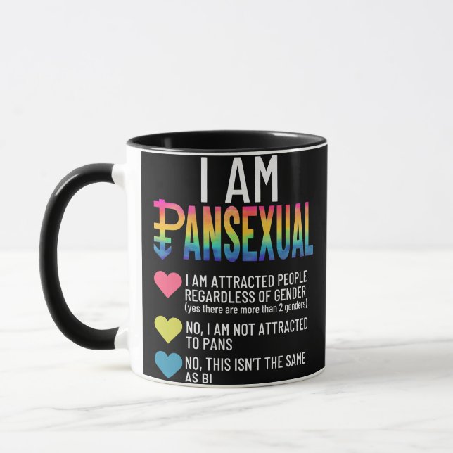 Jag är Pansexual - HGBTQIA-Pridet Rainbow Hearts - Mugg (Vänster)