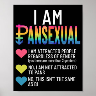 Jag är Pansexual - HGBTQIA-Pridet Rainbow Hearts - Poster