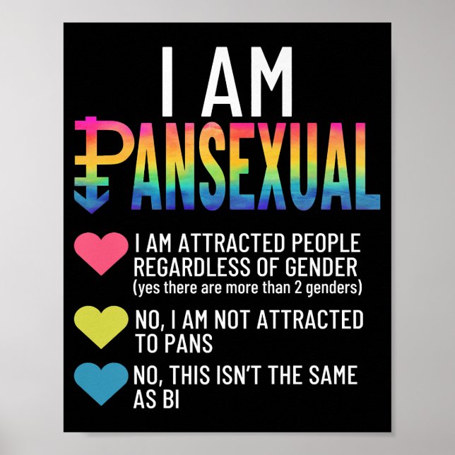 Jag är Pansexual - HGBTQIA-Pridet Rainbow Hearts - Poster (Framsidan)