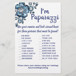 Jag är Paparazzi Game Card Blue Flower Bröllop Flygblad