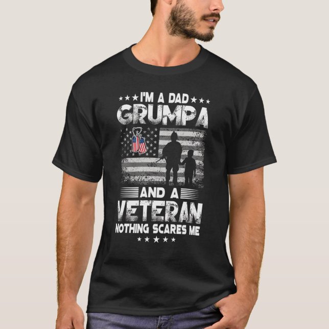 Jag är Pappa Grumpa Veteran Fars dag Manar T Shirt (Framsida)