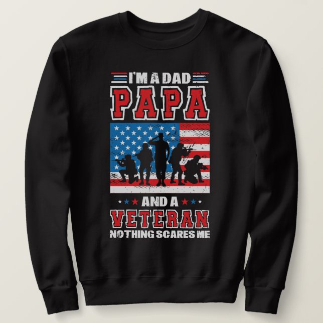 Jag är Pappa Pappa och ett veteranskt inget Skrämm Lång Ärmad Tröja (Design framsida)