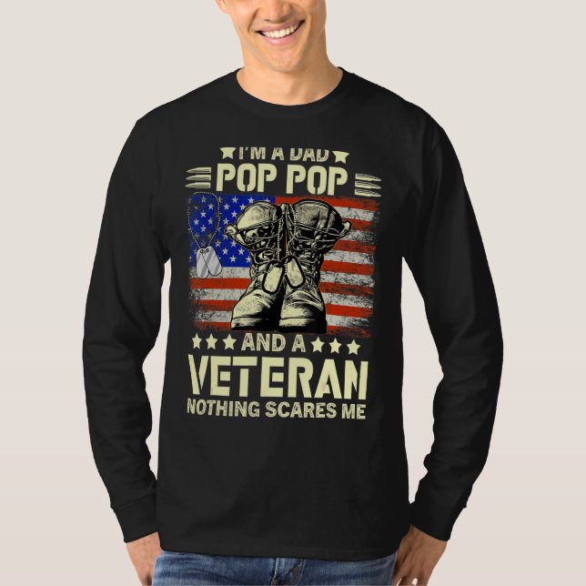 Jag är Pappa Pop och Veteran Veteran Pappor Da T Shirt (Framsida)