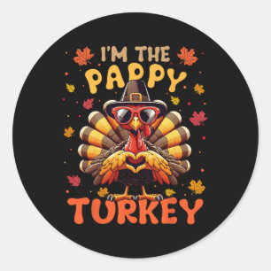 Jag är Pappy Turkey Matching 2024 Family Thanksgi Runt Klistermärke