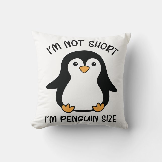 Jag är Penguin Storlek, Kort Girl. Kudde (Framsida)