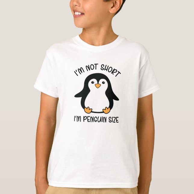 Jag är Penguin Storlek, Kort Girl. T Shirt (Framsida)