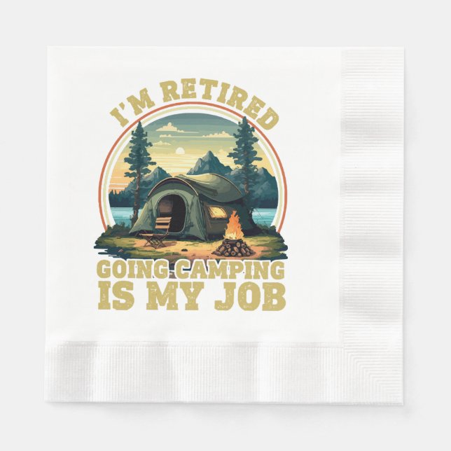 Jag är pensionär och åker på camping  pappersservett (Framsidan)