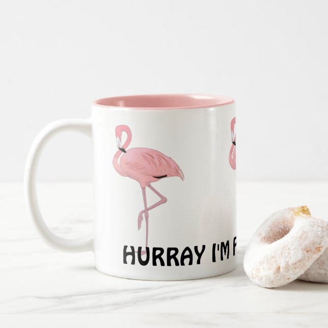 Jag är pensionerad Rolig pension rosa flamingos Två-Tonad Mugg (Med munk)