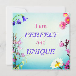 Jag är perfekt och unik affirmationskort anpassat 