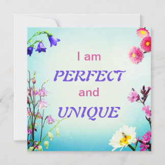 Jag är perfekt och unik affirmationskort anpassat