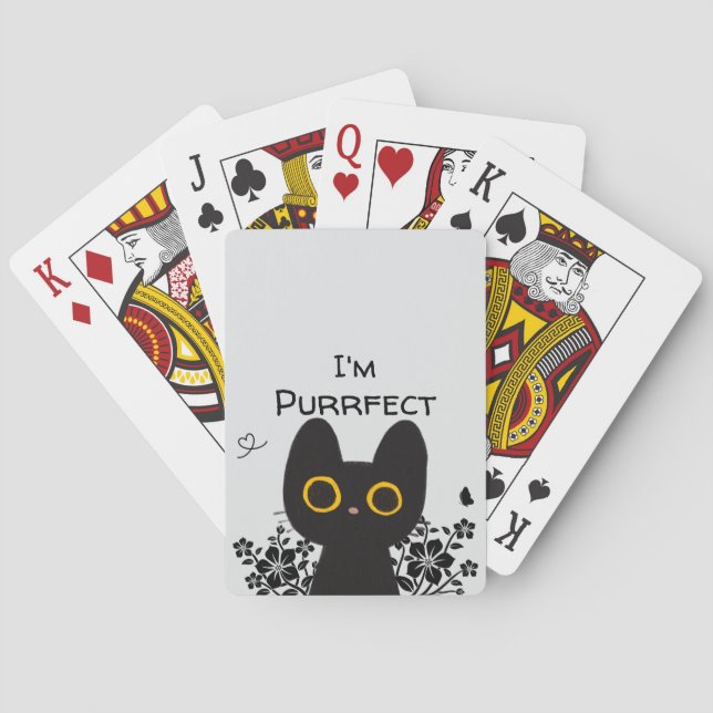Jag är perfekt söt svart katt casinokort (Baksidan)