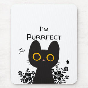 Jag är perfekt söt svart katt musmattor