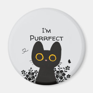 Jag är perfekt söt svart kattmagnet magnet