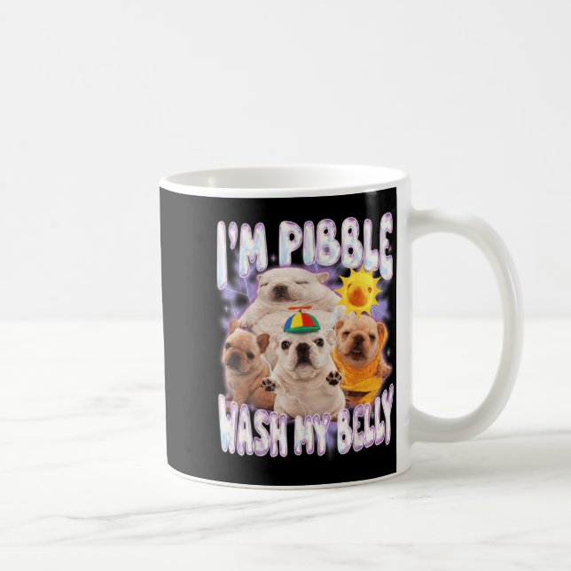 Jag är Pibble Tvätta Min Buk Pibble Meme Rolig Hun Kaffemugg (Höger)