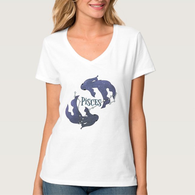 Jag är Pisces Girl. Trendig Pisces Zodiac Sign T-S T Shirt (Framsida)