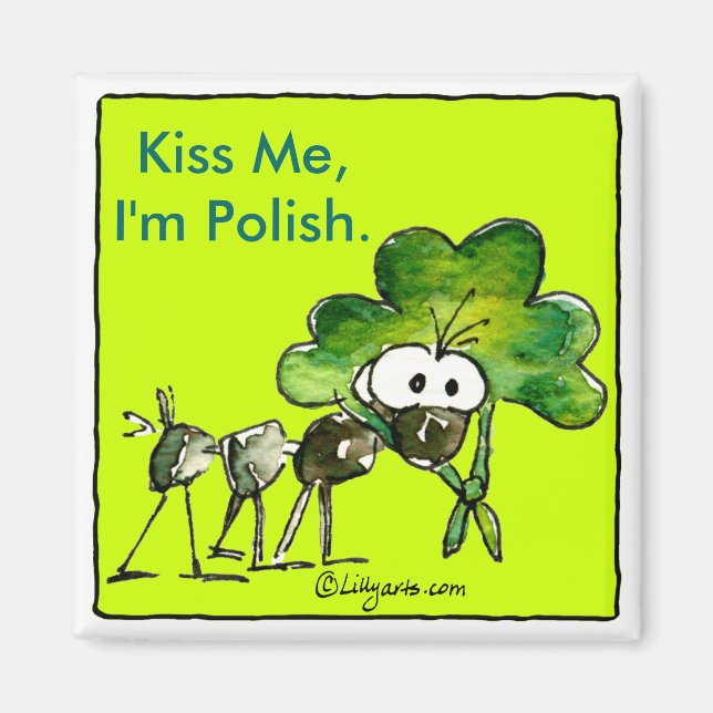 Jag är polsk Shamrock Magnet (Framsidan)