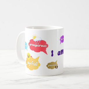 Jag är positiv till Ord Self Kärlek Kaffemugg