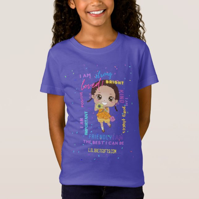 Jag är - Positiva, Black Brown Girl-bekräftelser T Shirt (Framsida)