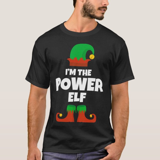 Jag är Power Elf-familjen Pajama-julfonen T Shirt (Framsida)