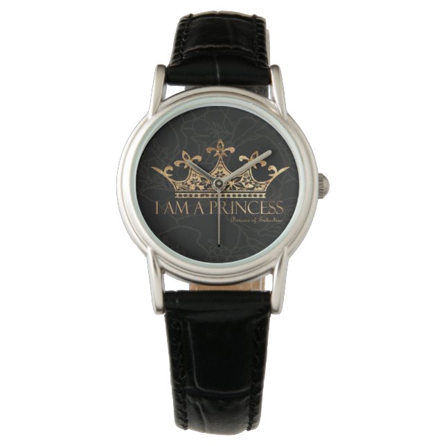 Jag är prinsessa w/Krona Women's Classic Leather Armbandsur (Framsida)