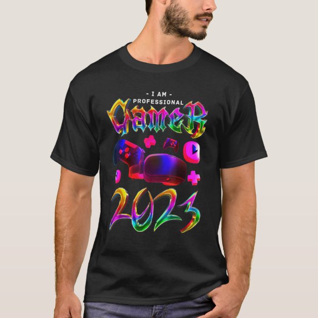 Jag är Professionell Gamer 2023 Level UnLocked Vid T Shirt (Framsida)