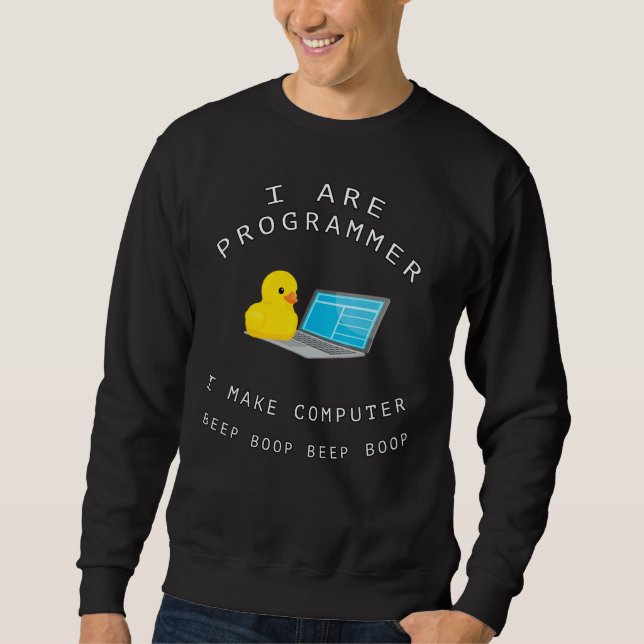 Jag är programmerare Beep Boop Anka Lång Ärmad Tröja (Framsida)