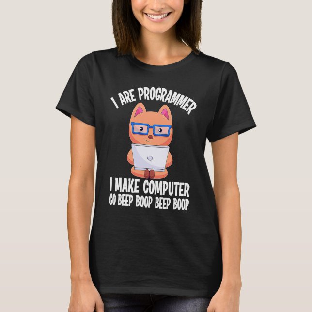 Jag är programmerare Cat Ingenjör Coder Software D T Shirt (Framsida)