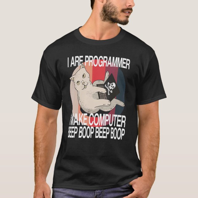 Jag är programmerare Computer Cat Software Develop T Shirt (Framsida)