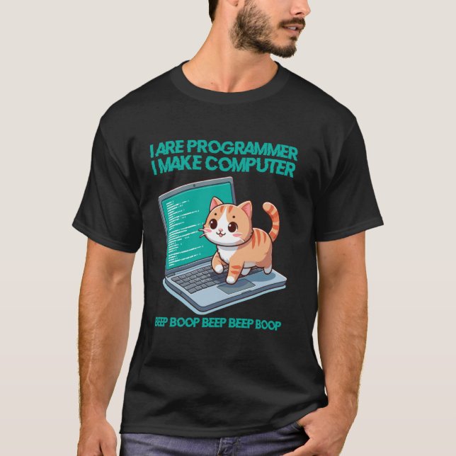 Jag Är Programmerare Jag Gör Dator Rolig Katt Kodn T Shirt (Framsida)