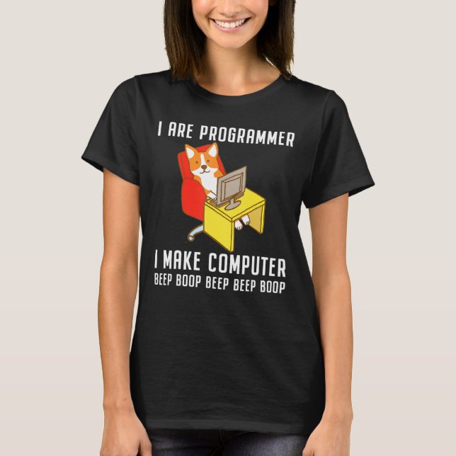 Jag är programmerare Programming Coding Nerd Corgi T Shirt (Framsida)